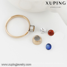 13782-Xuping 3 color CZ piedra intercambiables nuevos anillos de acero inoxidable para 18k